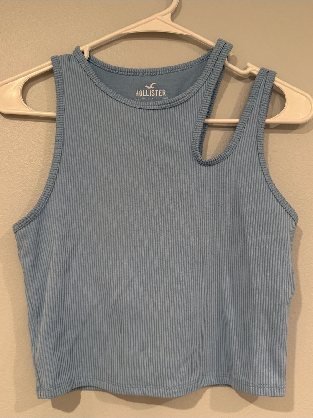 Hollister Sky Blue Ribbed Asymmetric Tank